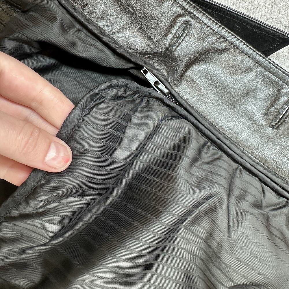 Wilsons Leather Black Leather Jacket Womens M Belted Lined Button Minimalist - Picture 9 of 12